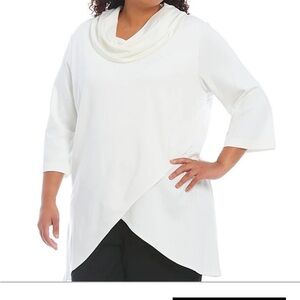 Bryn Walker cream modal cow neck asymmetrical front tunic size 2X